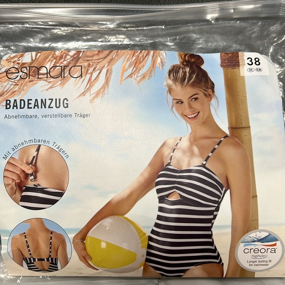 Bathing Suit from Europe Black & White Stripes